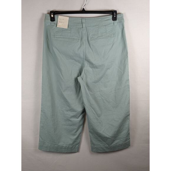 A New Day Cropped Wide Leg Pants 6 Mint Blue Green Flat Front High Rise Capri - Picture 5 of 9